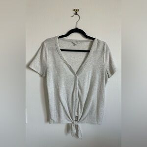 Lucky brand Gray Button-Down Ribbed Top